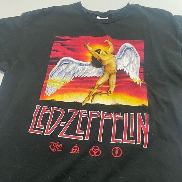 Led Zeppelin VTG Hanes Heavyweight Black T-Shirt Size Large - Picture 2 of 6